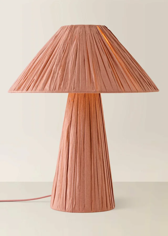ValueLights Kaiya Pink Paper Woven Table Lamp