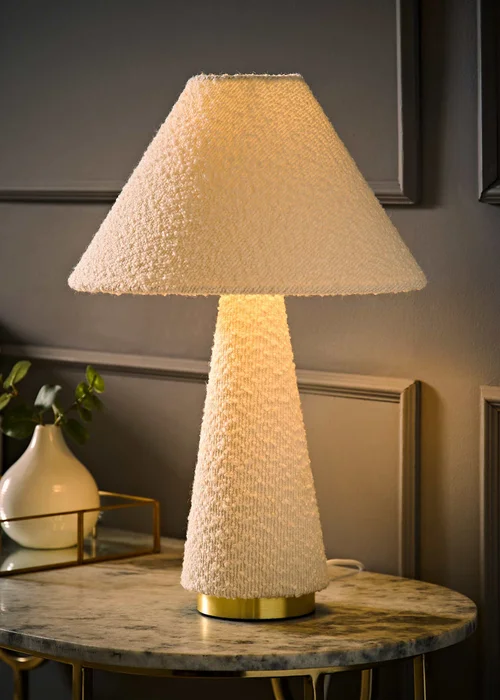 ValueLights Martha Cream Boucle Table Lamp - One Size Image 2