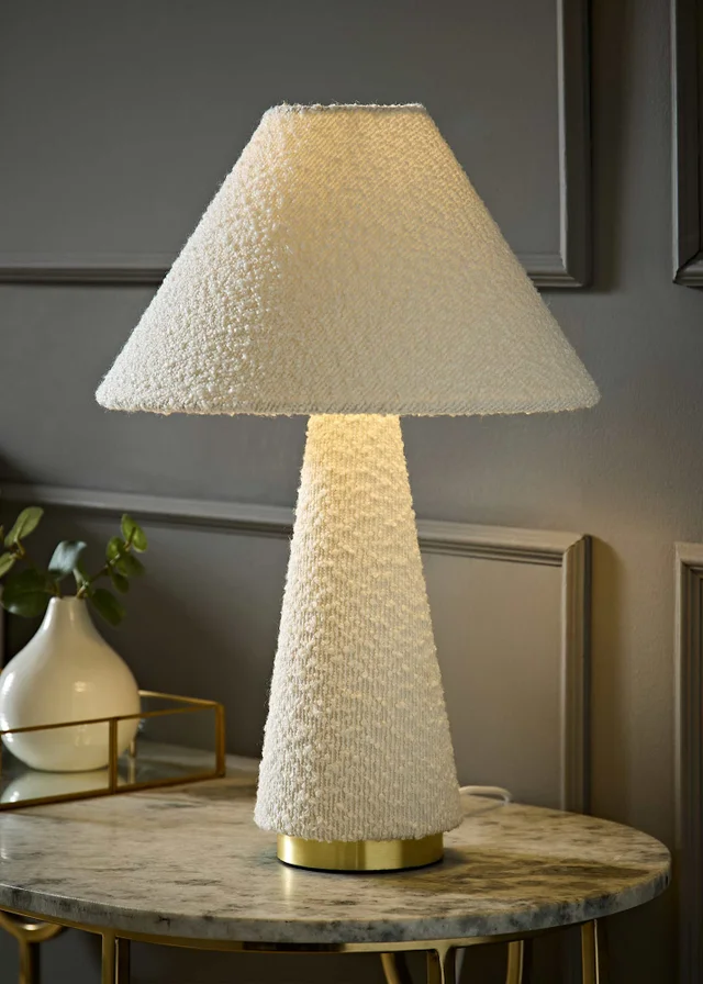 ValueLights Martha Cream Boucle Table Lamp