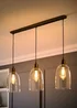 ValueLights Kira Dome Glass Brushed Brass 3 Drop Diner Ceiling Light - One Size Image 2