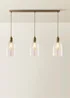 ValueLights Kira Dome Glass Brushed Brass 3 Drop Diner Ceiling Light - One Size Image 3