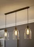 ValueLights Kira Dome Glass Brushed Brass 3 Drop Diner Ceiling Light - One Size Image 1