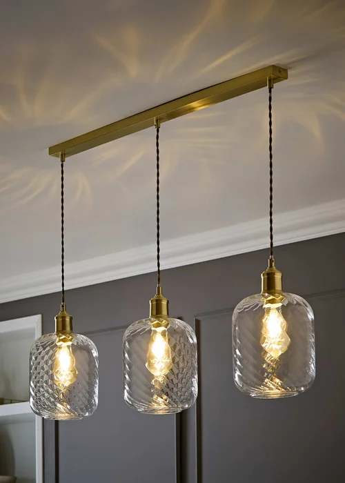 ValueLights Emery Swirl Brushed Gold 3 Drop Diner Ceiling Light - One Size Image 1
