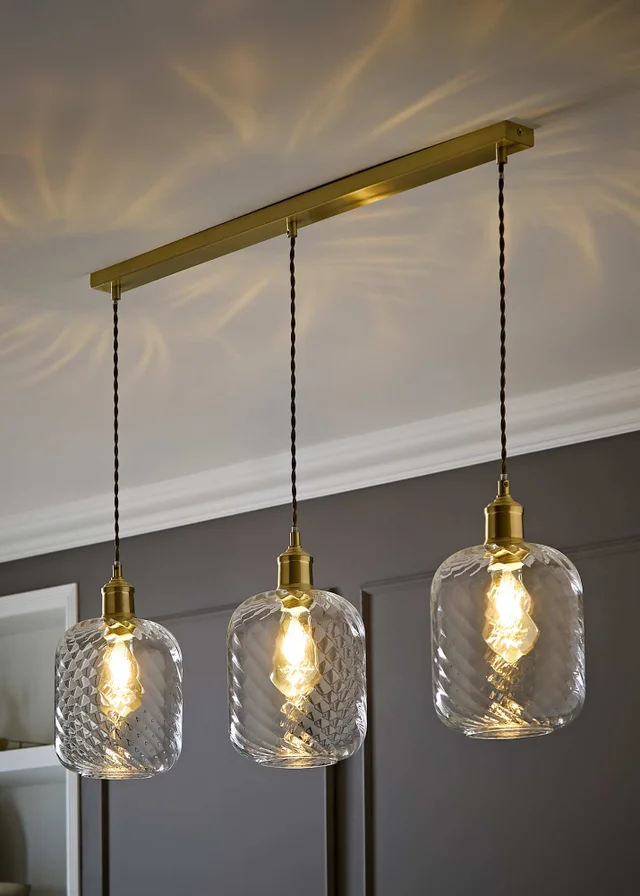 ValueLights Emery Swirl Brushed Gold 3 Drop Diner Ceiling Light