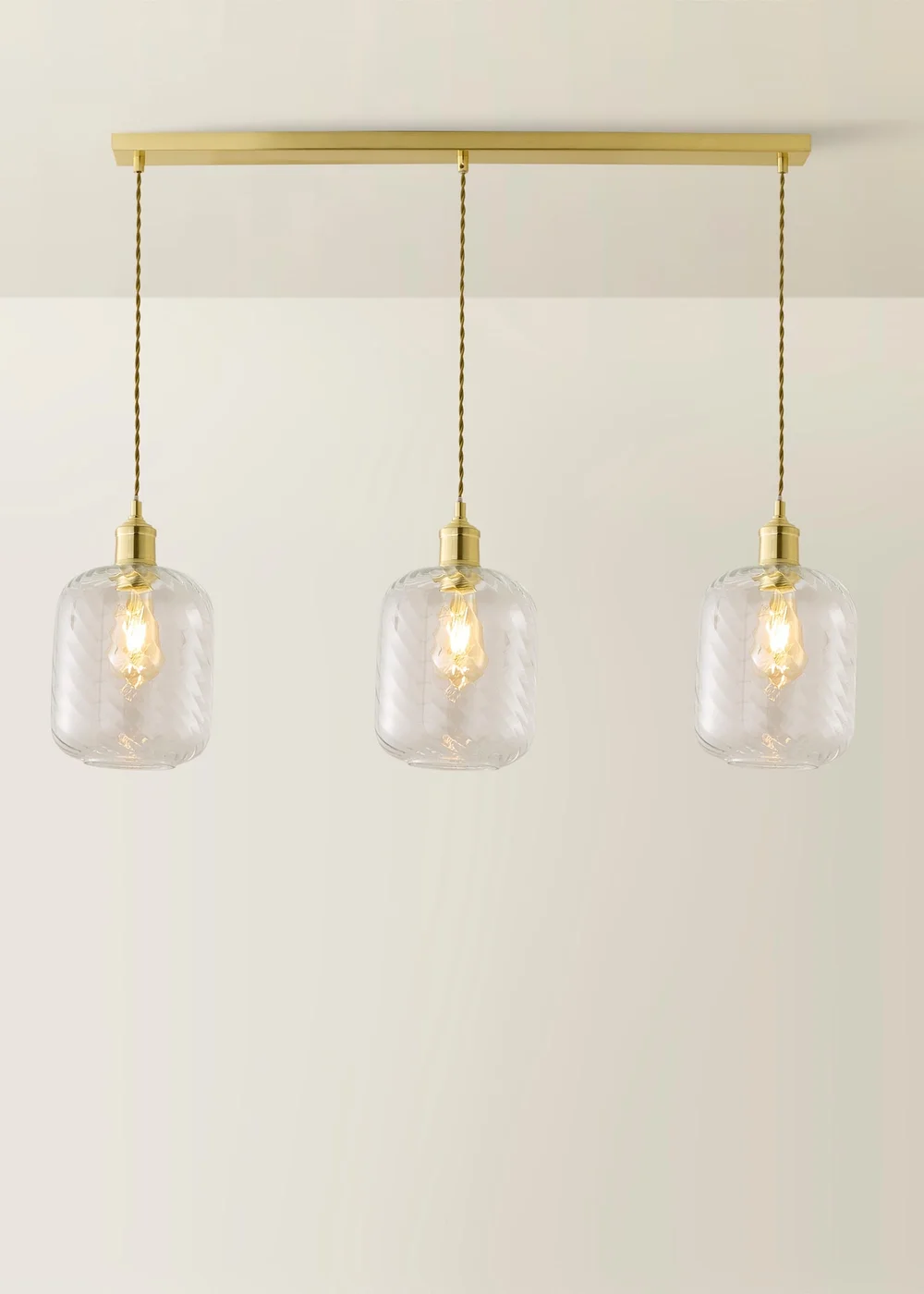 ValueLights Emery Swirl Brushed Gold 3 Drop Diner Ceiling Light - One Size Image 3