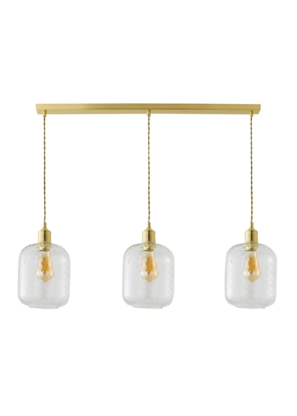 ValueLights Emery Swirl Brushed Gold 3 Drop Diner Ceiling Light - One Size Image 5