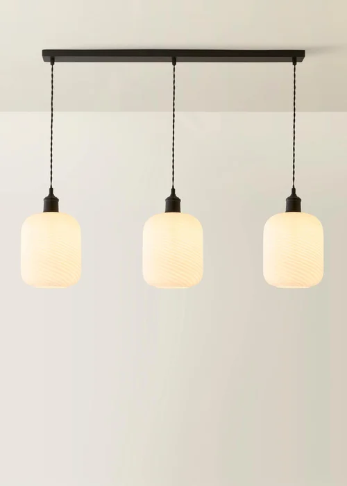 ValueLights Emery Frosted Swirl Matte Black 3 Drop Diner Ceiling Light - One Size Image 3