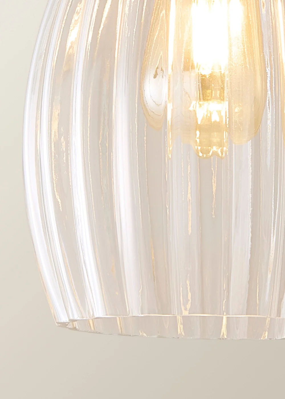 ValueLights Cheltenham Ribbed Glass Brushed Brass Ceiling Light - One Size Image 6