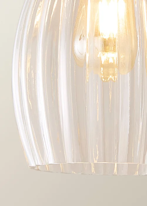ValueLights Cheltenham Ribbed Glass Brushed Brass Ceiling Light - One Size Image 6