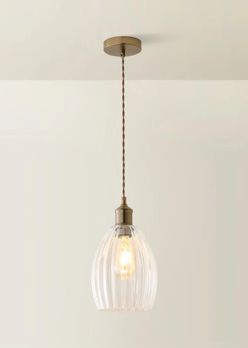ValueLights Cheltenham Ribbed Glass Brushed Brass Ceiling Light - One Size Image 3
