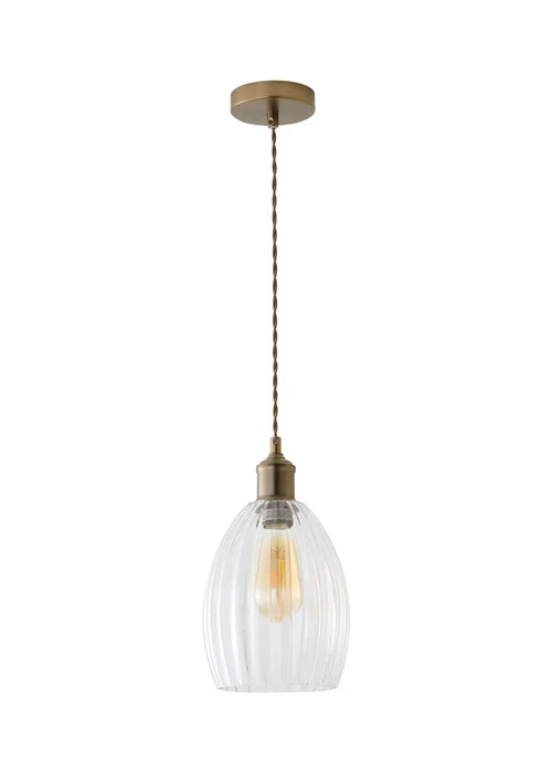 ValueLights Cheltenham Ribbed Glass Brushed Brass Ceiling Light - One Size Image 5