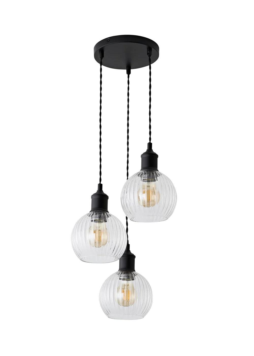ValueLights Maddison Matte Black 3 Drop Cluster Ceiling Light - One Size Image 5