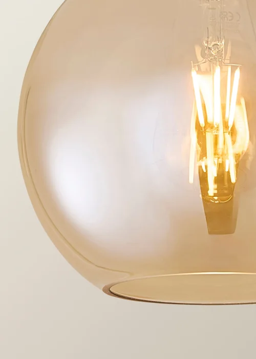 ValueLights Bellamy Amber Glass Brushed Gold Flush Ceiling Light - One Size Image 4