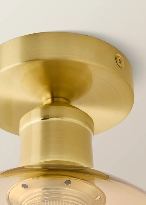 ValueLights Bellamy Amber Glass Brushed Gold Flush Ceiling Light - One Size Image 6