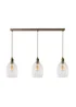 ValueLights Cheltenham Ribbed Glass Brushed Brass 3 Drop Diner Ceiling Light - One Size Image 5