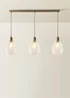 ValueLights Cheltenham Ribbed Glass Brushed Brass 3 Drop Diner Ceiling Light - One Size Image 3