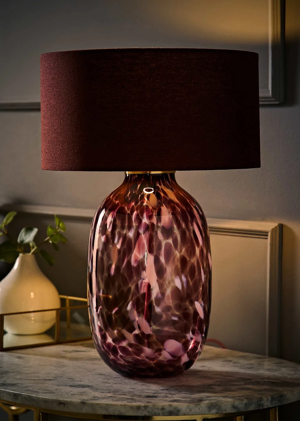 ValueLights Belinda Burgundy Confetti Glass Table Lamp - One Size Image 2