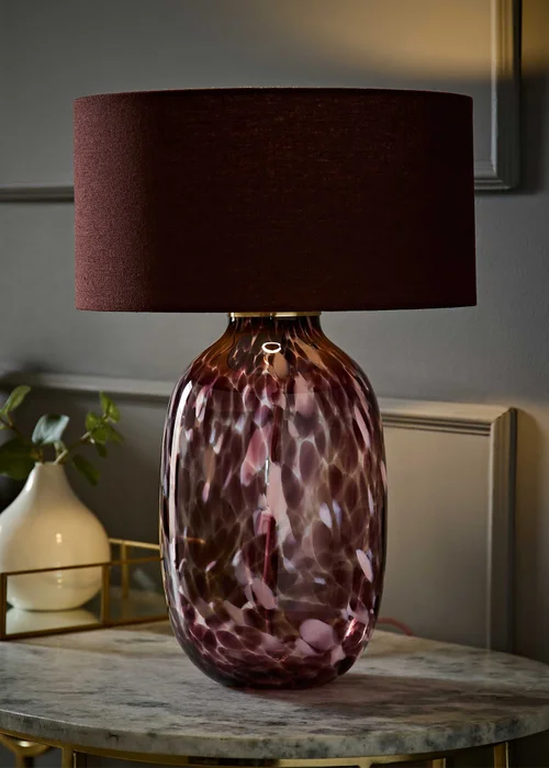 ValueLights Belinda Burgundy Confetti Glass Table Lamp - One Size Image 1