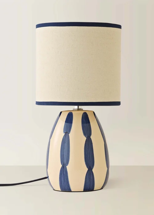 ValueLights Brynn Navy Painted Stripe Table Lamp - One Size Image 3