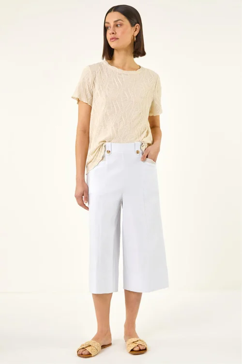 Roman White Wide Hem Cropped Trouser - 10 Image 2