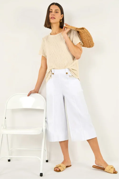 Roman White Wide Hem Cropped Trouser - 10 Image 1