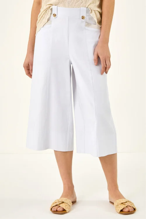 Roman White Wide Hem Cropped Trouser - 10 Image 4