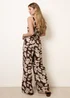 Blue Vanilla Brown Tropical Tie Front Jumpsuit - L Image 4
