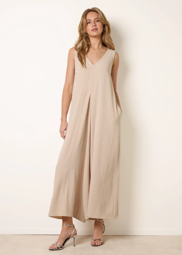 Blue Vanilla Stone Pleat Front Diamante Jumpsuit