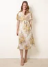 Blue Vanilla White Crossover Pleated Print Dress - S Image 3