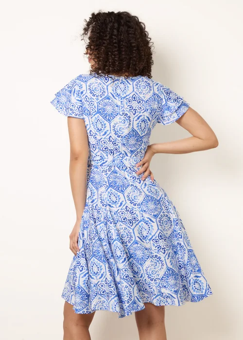 Blue Vanilla Blue V Neck Godet Dress - 8 Image 4