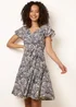 Blue Vanilla Navy V Neck Godet Dress - 14 Image 1