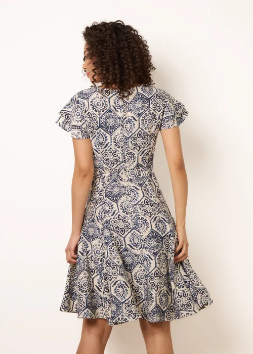 Blue Vanilla Navy V Neck Godet Dress - 14 Image 4