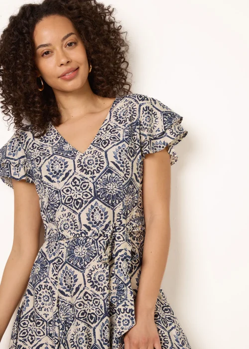 Blue Vanilla Navy V Neck Godet Dress - 14 Image 3