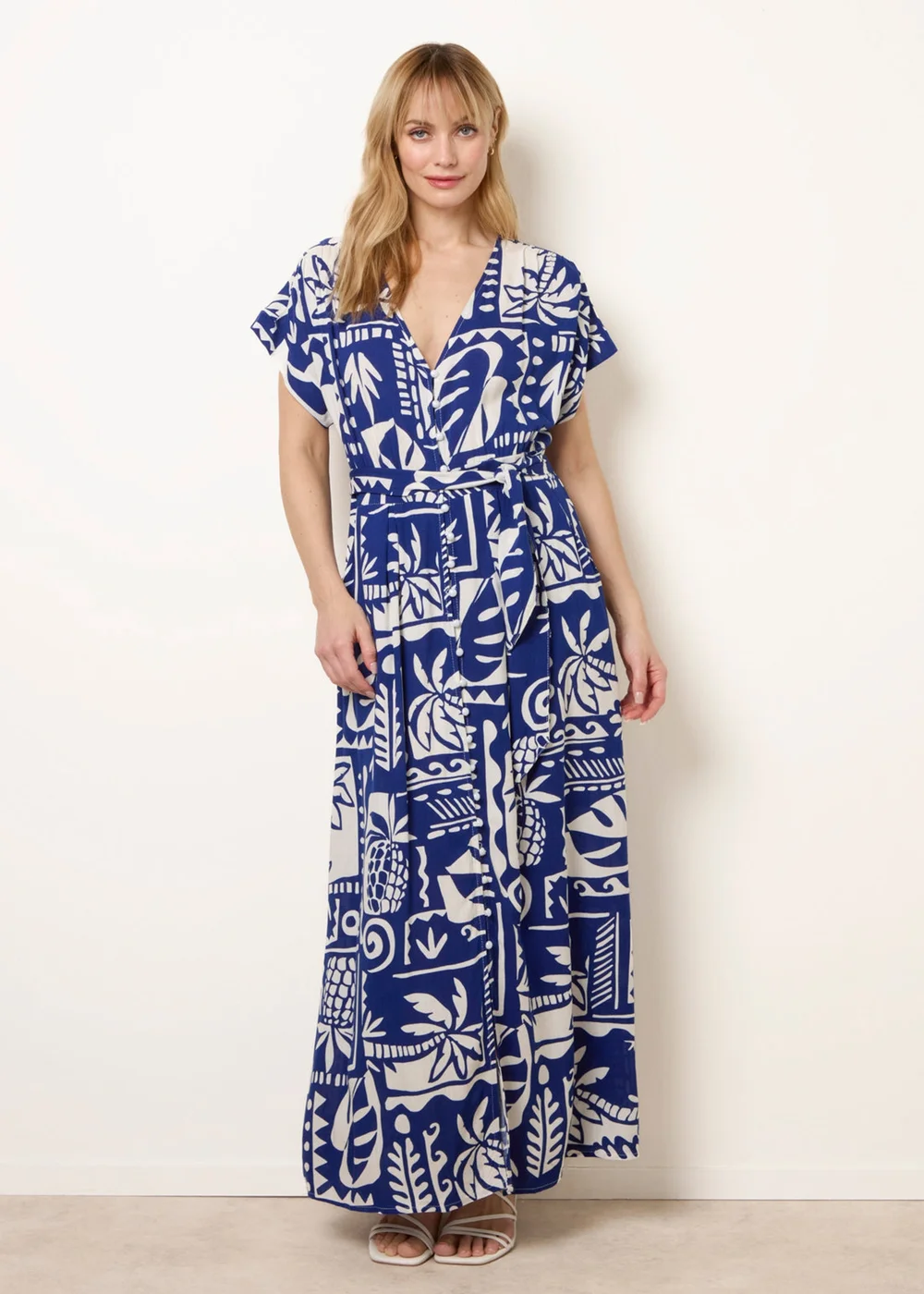 Blue Vanilla Blue Tropical Block Print Dress - S Image 3