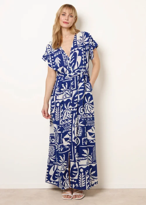 Blue Vanilla Blue Tropical Block Print Dress - S Image 1