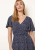 Blue Vanilla Navy Angel Sleeve Shirred Waist Tier Hem Midi Dress - S Image 2