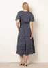 Blue Vanilla Navy Angel Sleeve Shirred Waist Tier Hem Midi Dress - S Image 4