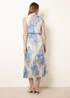 Blue Vanilla White Printed Sleeveless Cowl Neck Pleated Dress - S Image 4