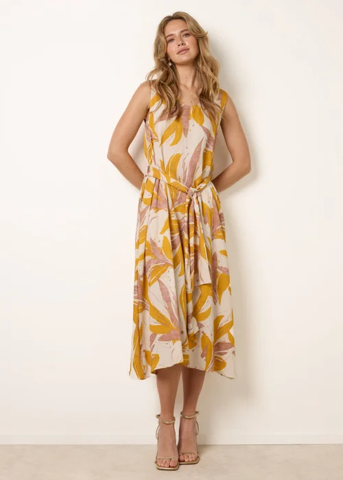 Blue Vanilla Yellow Leaf Print Dress - S/M Image 2
