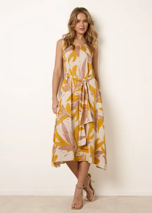 Blue Vanilla Yellow Leaf Print Dress - S/M Image 4