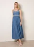 Blue Vanilla Blue Floral Embroidery Adjustable Strap Maxi Dress - S Image 1