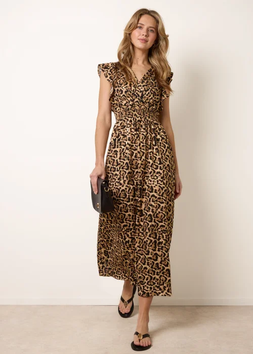 Blue Vanilla Brown Leopard Print Dress - M Image 1