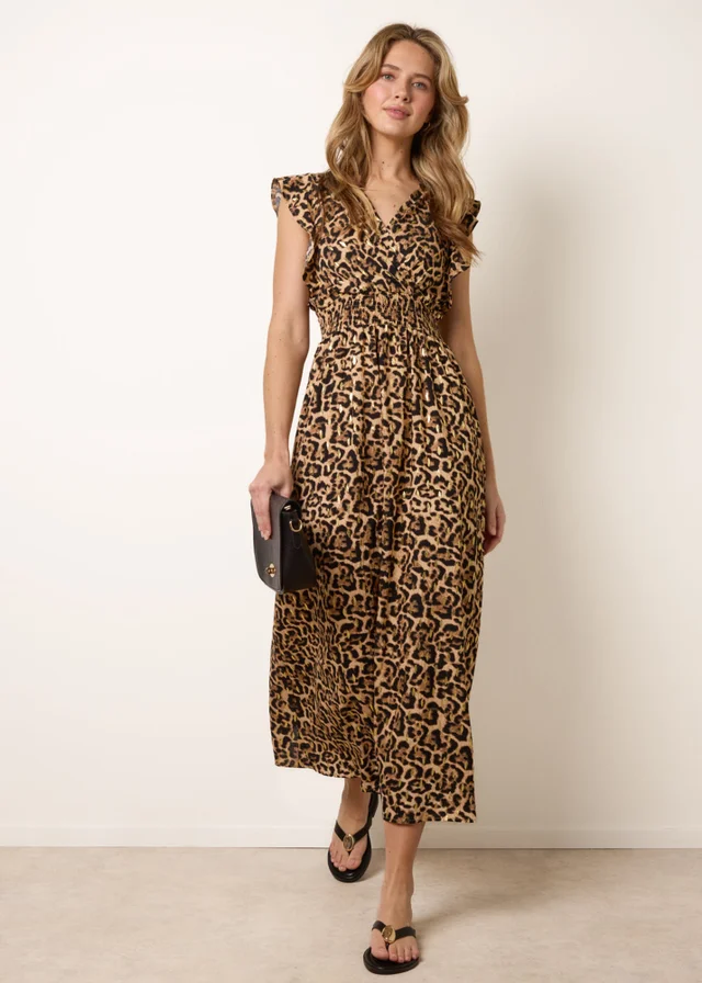 Blue Vanilla Brown Leopard Print Dress