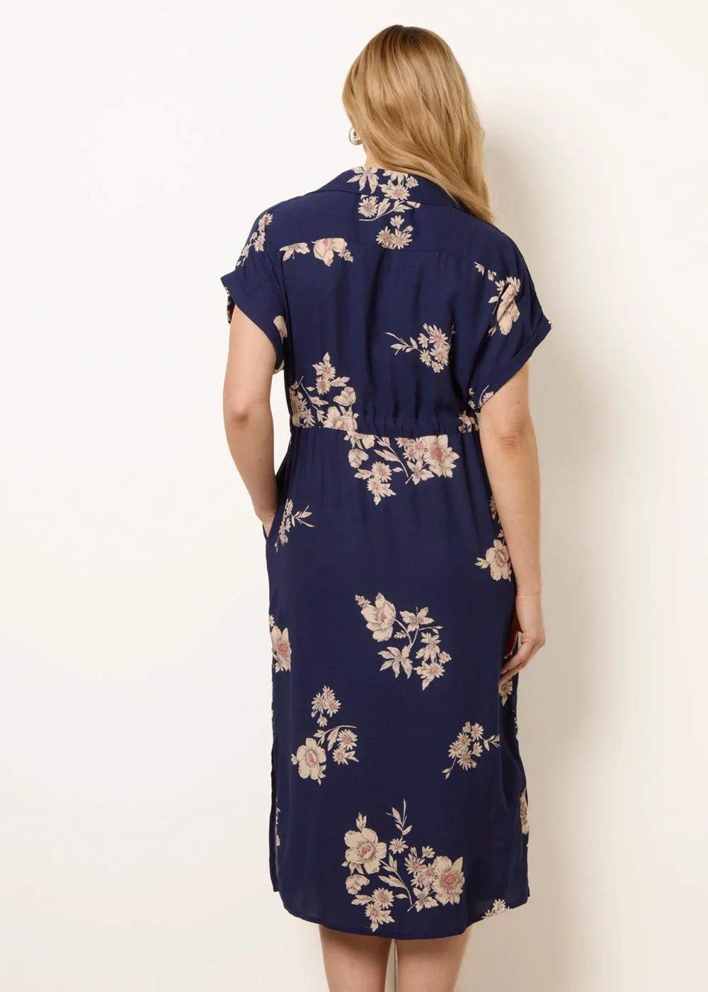 Blue Vanilla Navy Drawstring Midi Shirt Dress - S/M Image 4