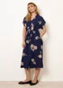 Blue Vanilla Navy Drawstring Midi Shirt Dress - S/M Image 1