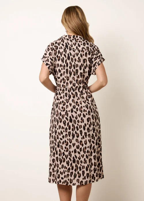 Blue Vanilla Brown Animal Drawstring Waist Shirt Dress - M/L Image 4