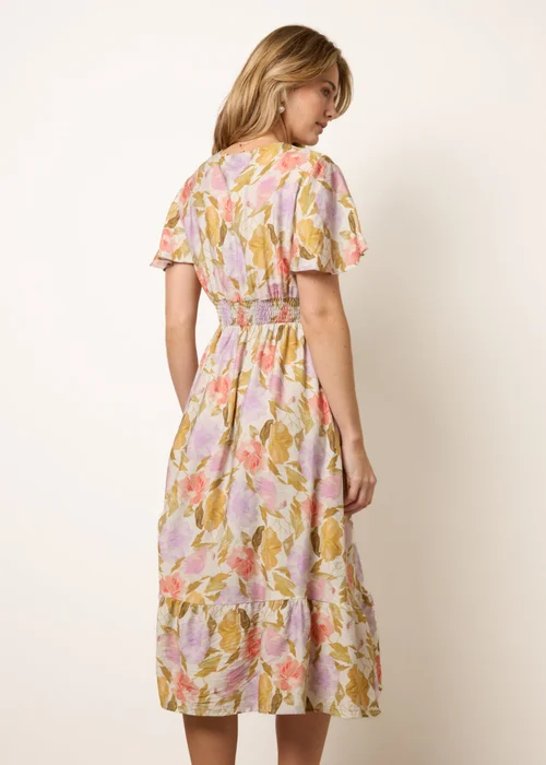 Blue Vanilla Multi Floral Print Angel Sleeve Midi Dress - M Image 4