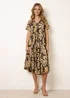 Blue Vanilla Black Topical Print Kimono Style Oversized Dress - One Size Image 3