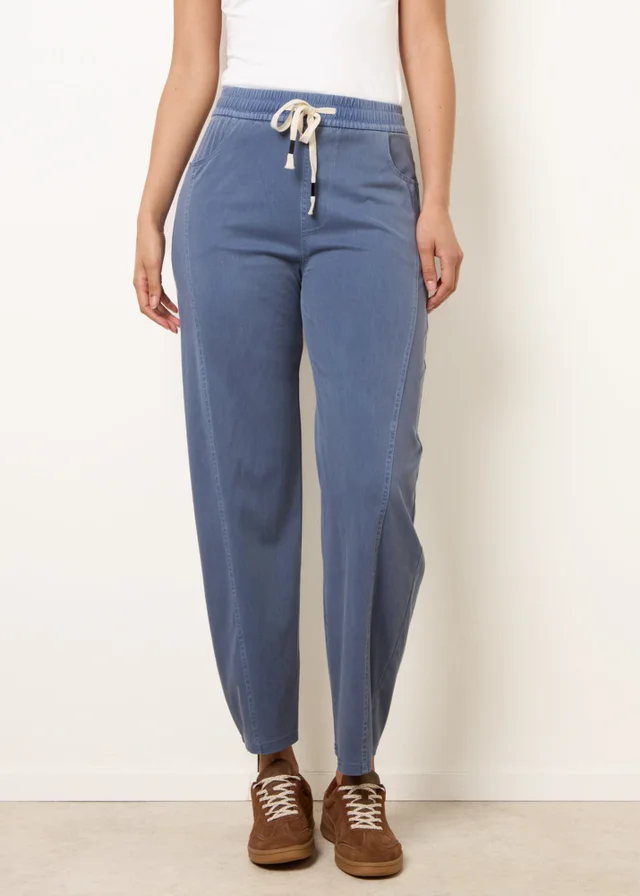 Blue Vanilla Blue Elasticated Waistband Front Tie Stretch Trousers