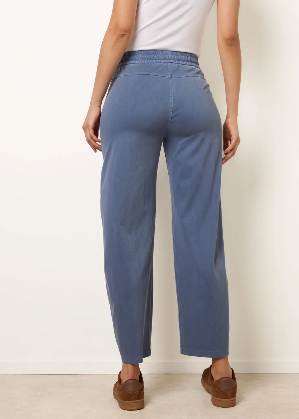 Blue Vanilla Blue Elasticated Waistband Front Tie Stretch Trousers - M Image 4